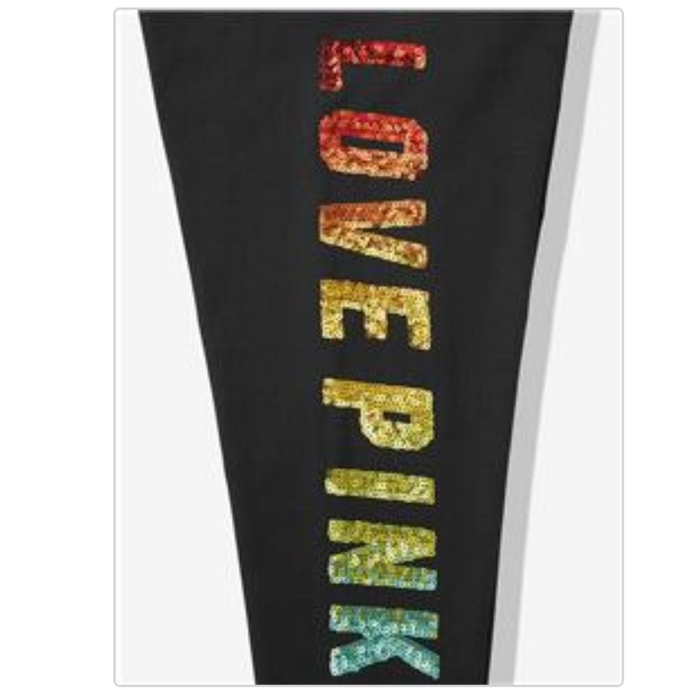 Victoria’s Secret Pink Womens Logo Bling Rainbow Leggings - Picture 3 of 3